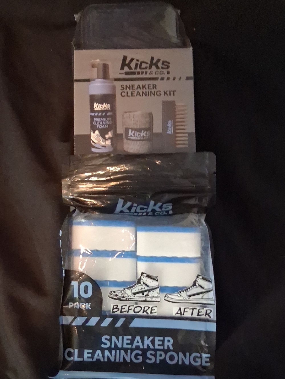 Kicks Sneaker Cleaning Kit And Sponge - White with Blue Stripe (10 Pack)